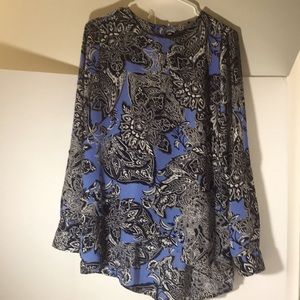The Limited floral blouse size s long sleeve peek back asymmetrical blue…